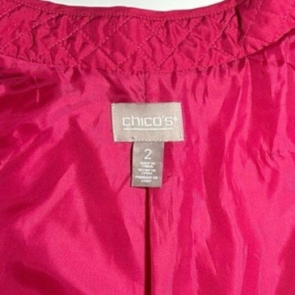 Chico's Fuchsia Pink Quilted Vest Chico's Size 2 - Picture 3 of 5